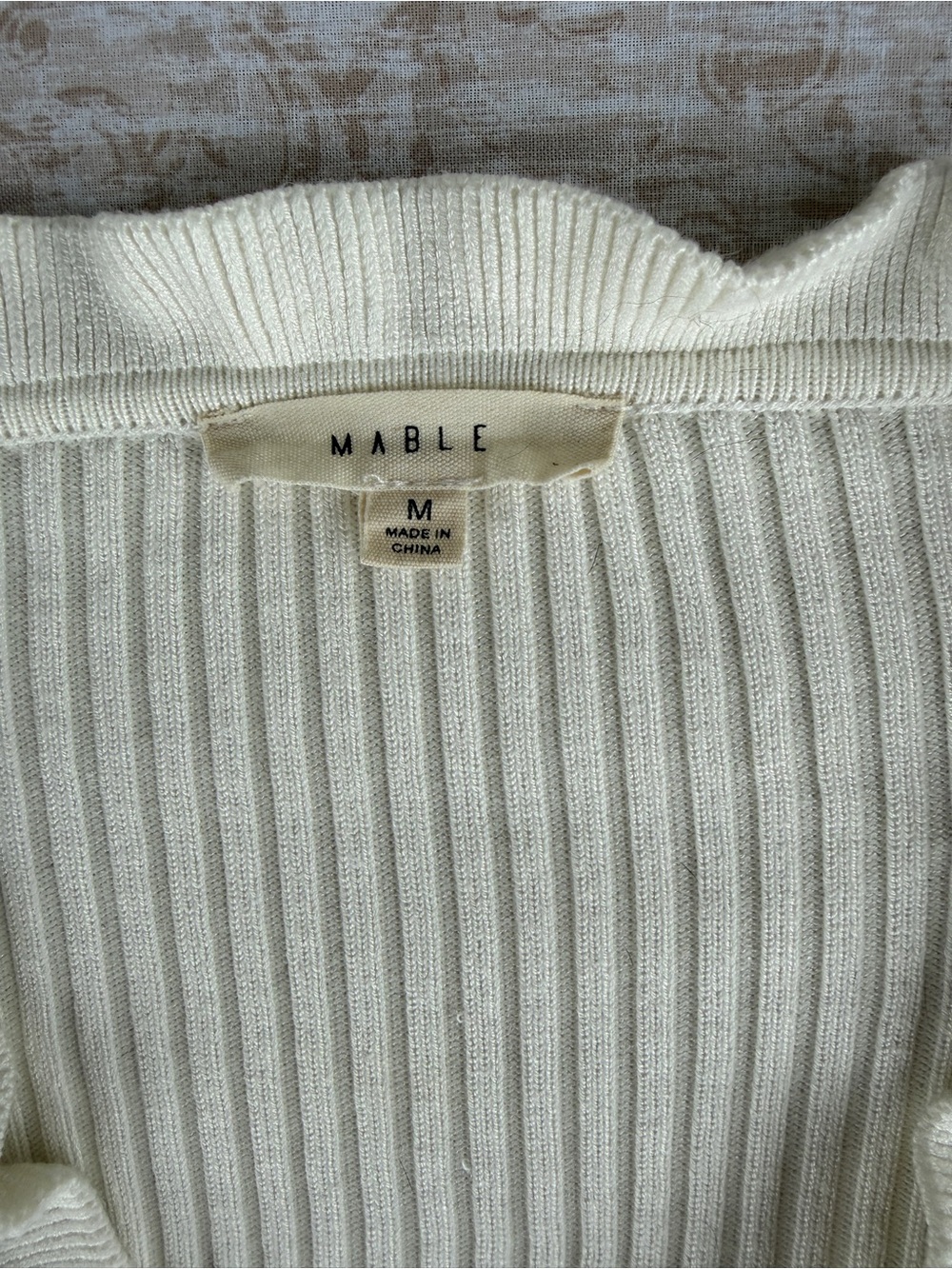 Mable White Ribbed Ruffle Cardigan Sweater Soft Feminine Knit - Picture 7 of 7